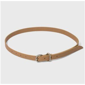 Womens Leather Belt Beige Silver Buckle Classic Fashion Accessory Sz XXL